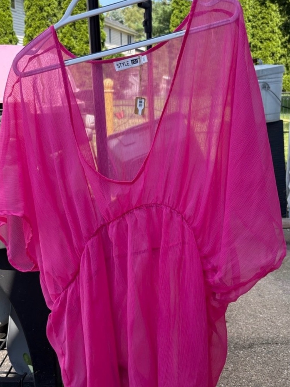 Style 101 Bright Fuchsia Sheer Coverup